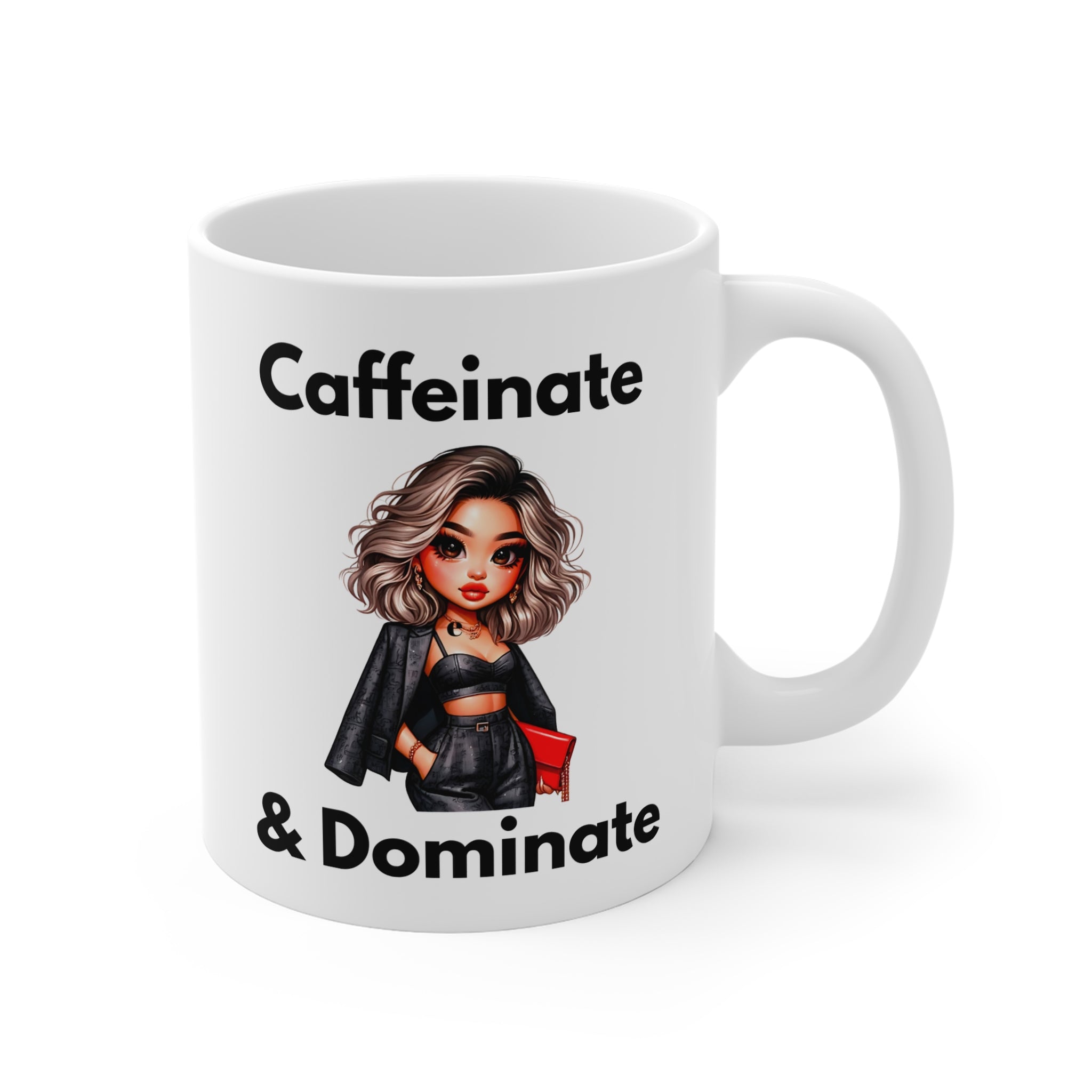 Caffeinate & Dominate Mug | Girl Boss Coffee Mug, Sassy Office Ceramic Cup