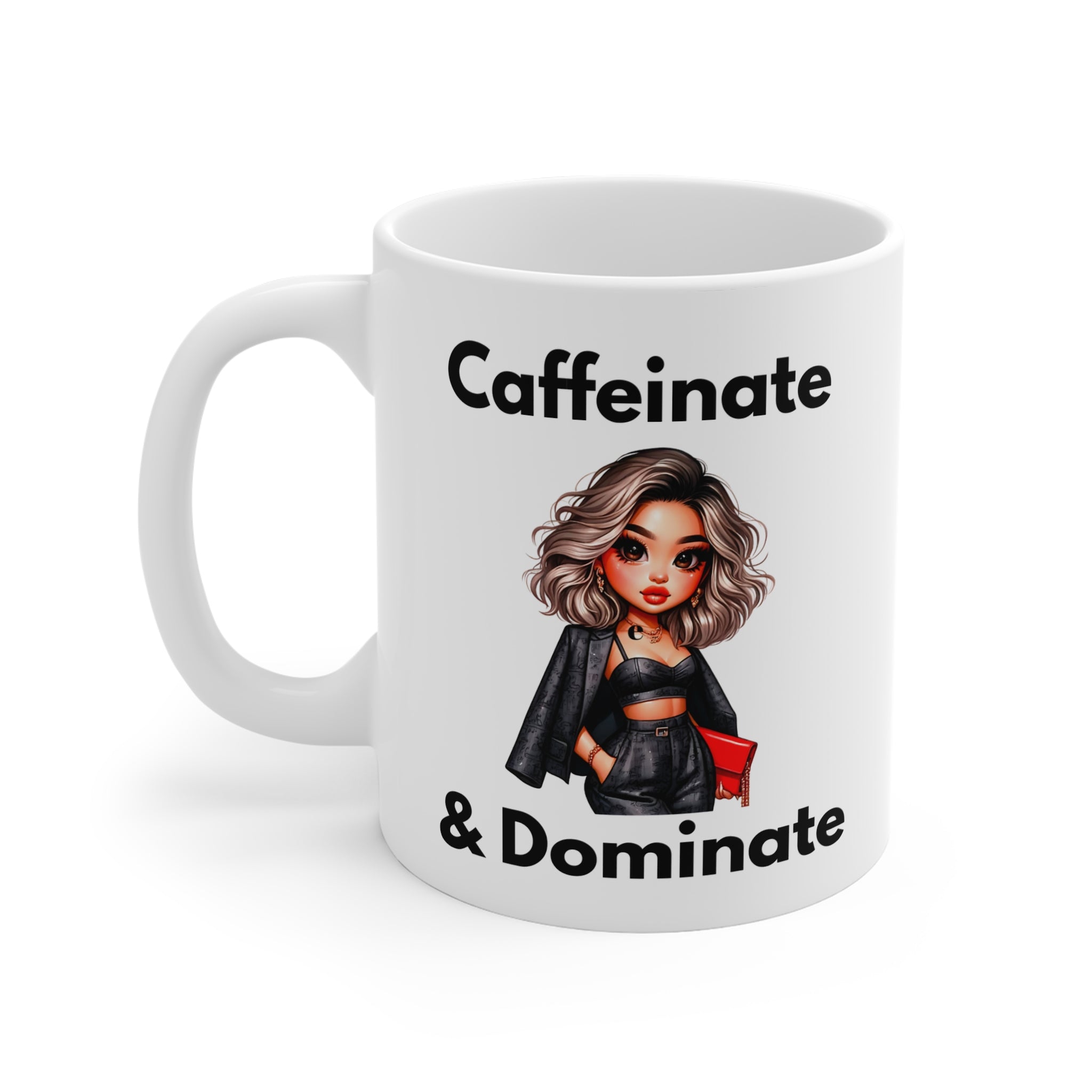 Caffeinate & Dominate Mug | Girl Boss Coffee Mug, Sassy Office Ceramic Cup