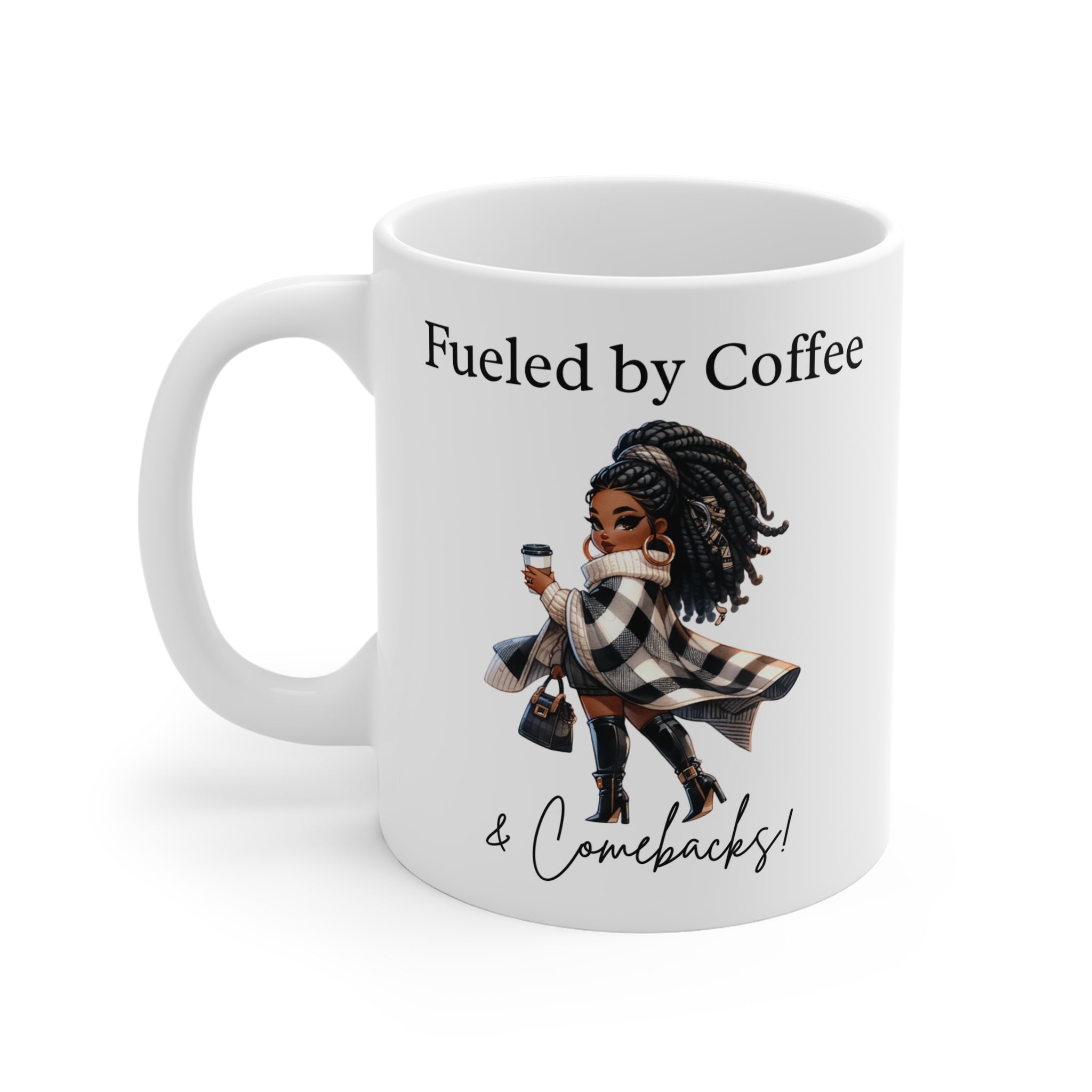 Fueled by Coffee & Comebacks Mug | Afro Puff Girl Coffee Cup